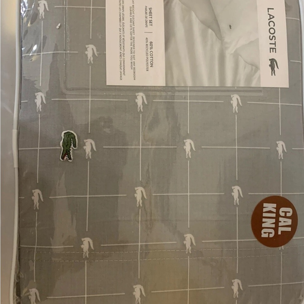 Lacoste‎ Cal King Gray Sheet Set